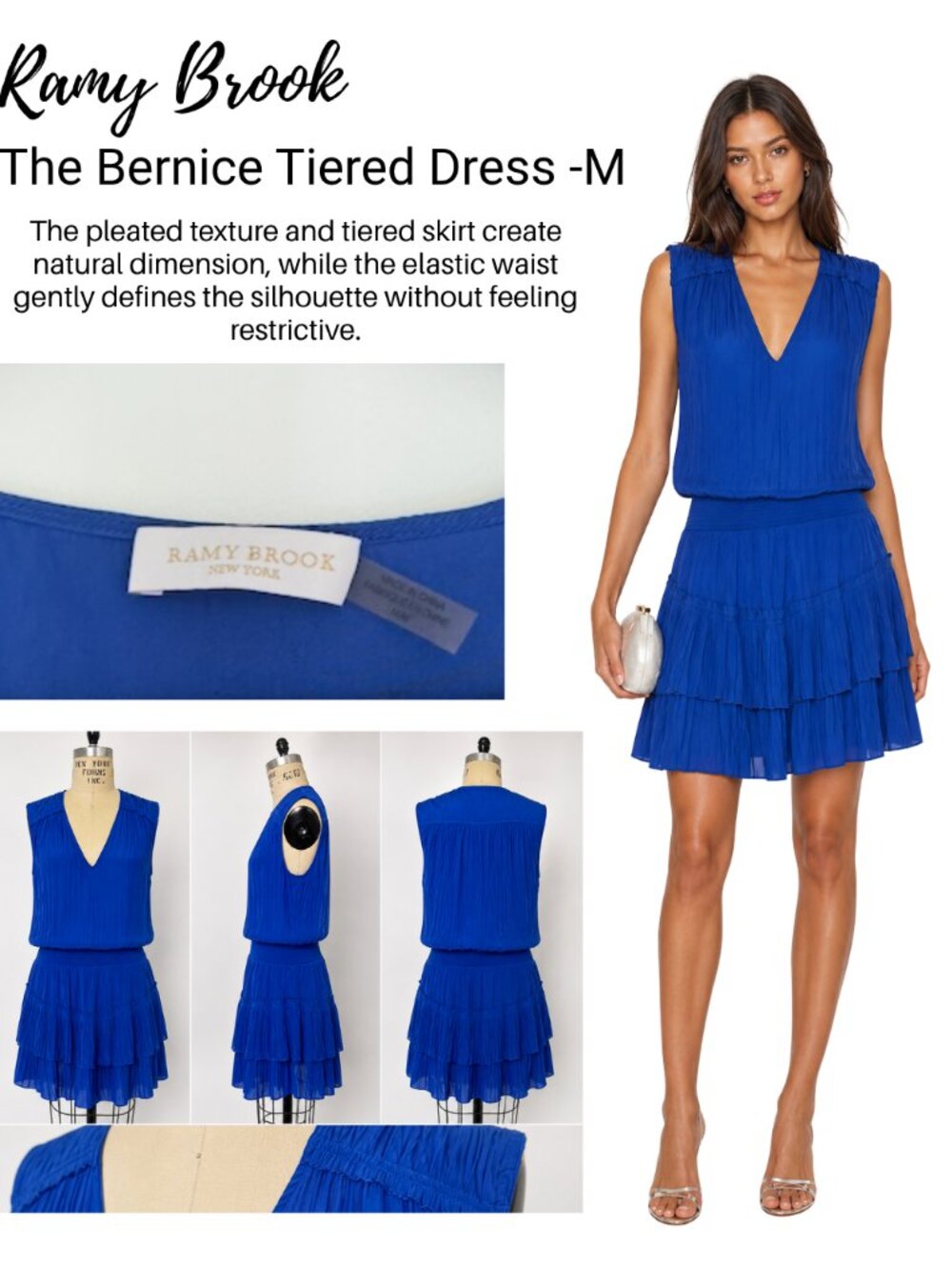 Ramy Brook Bernice Tiered Satin Dress Size [M]